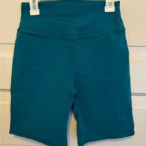 Blue High-Waisted Bike Shorts with Stretchy Fabric